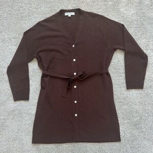 Carolyn Taylor Chocolate Brown Knit long Cardigan with attached belt